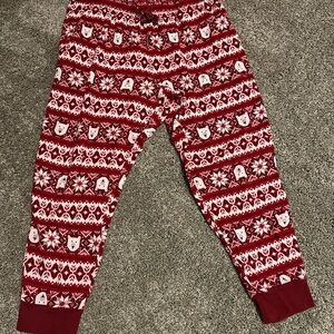 Festive Red Patterned Pajama Pants